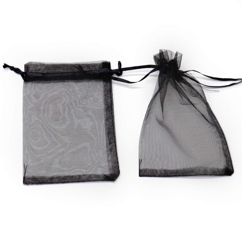 Bezall 100Pcs Black Organza Bags 7x9 inch, Large Halloween Mesh Bags Drawstring Jewelry Gift Pouches Valentine Wedding Party Favor Bag - Image 3